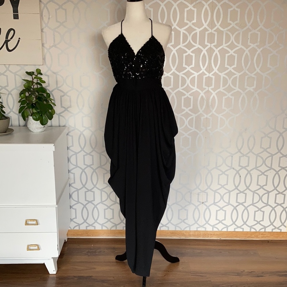 Bare back black jumpsuit